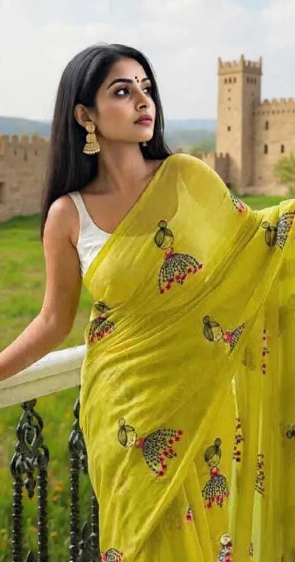 Bright_Yellow_Striped_Premium_Saree_For_Women