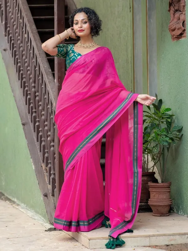 Rani_pink_Floral_Print_Premium_Saree_For_Women