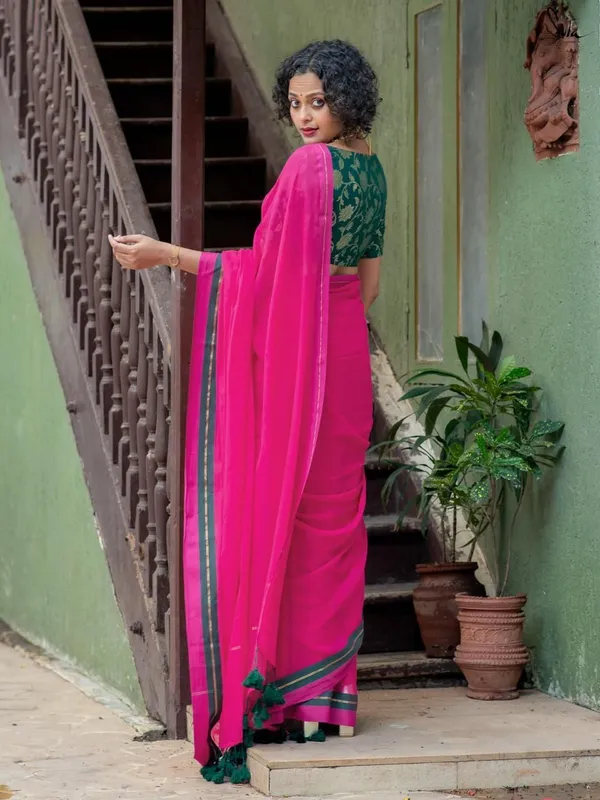 Rani_pink_Floral_Print_Premium_Saree_For_Women