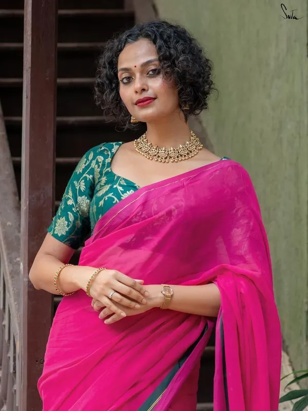 Rani_pink_Floral_Print_Premium_Saree_For_Women