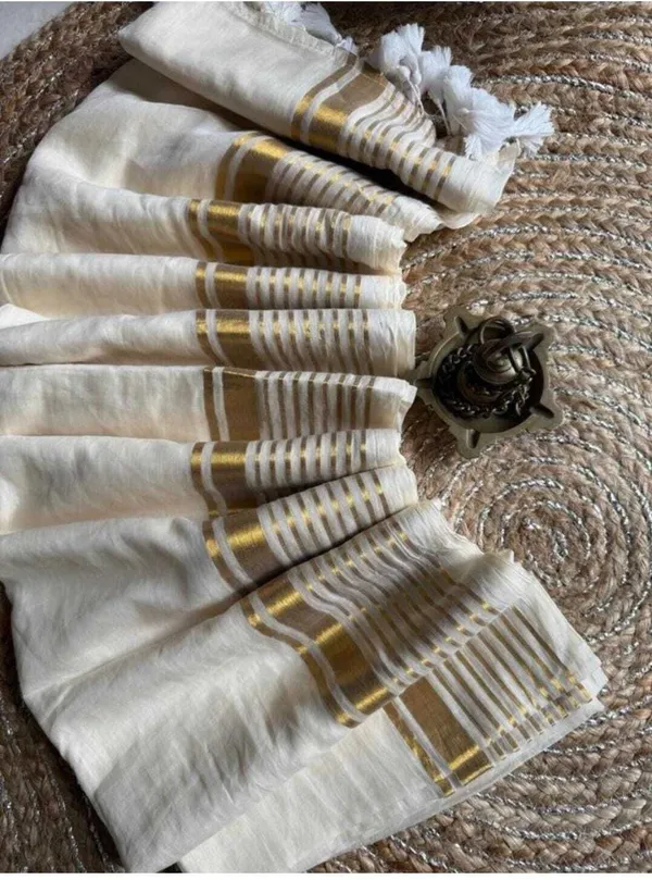 White_And_Gold_Self_Design_Premium_Saree_For_Women