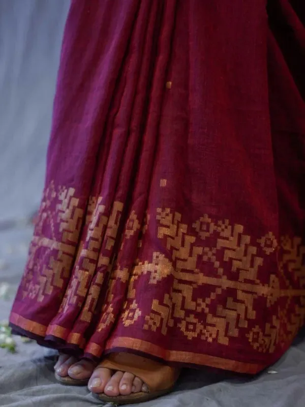 Blue_And_Gold_Embroidered_And_Self_Design_Premium_Saree_For_Women