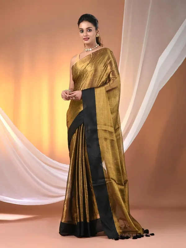 Gold_And_Black_Woven_Premium_Saree_For_Women