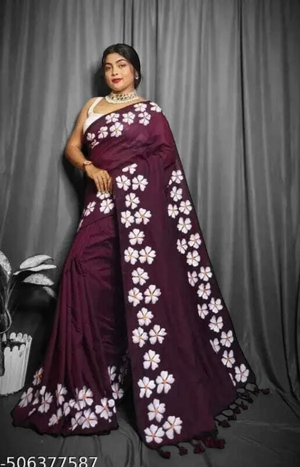 Maroon_And_White_Printed_Premium_Saree_For_Women