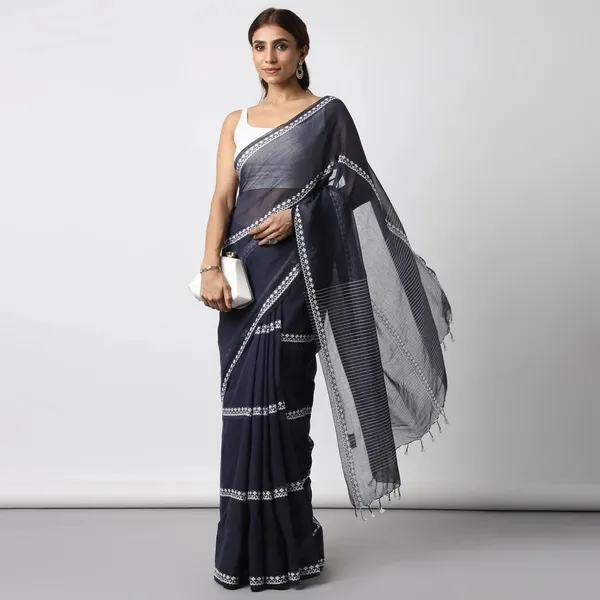 White_Printed_Premium_Saree_For_Women