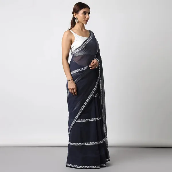 White_Printed_Premium_Saree_For_Women