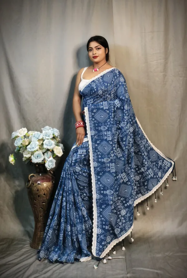 Dark_blue_Self_Design_Premium_Saree_For_Women