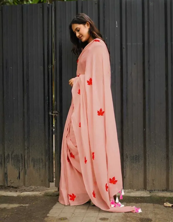 Light_Pink_And_Red_Woven_Premium_Saree_For_Women