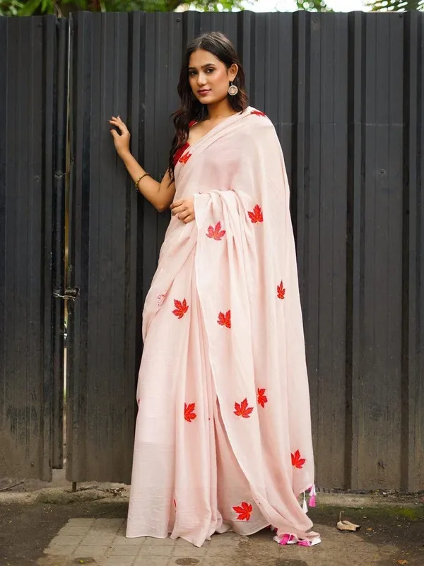 Light_Pink_And_Red_Woven_Premium_Saree_For_Women