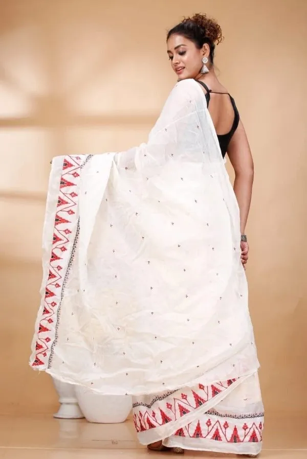 White_And_Red_And_Black_Woven_Premium_Saree_For_Women