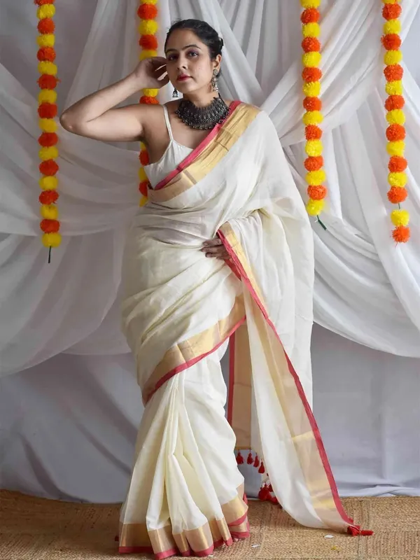 Cream_Self_Design_Premium_Saree_For_Women