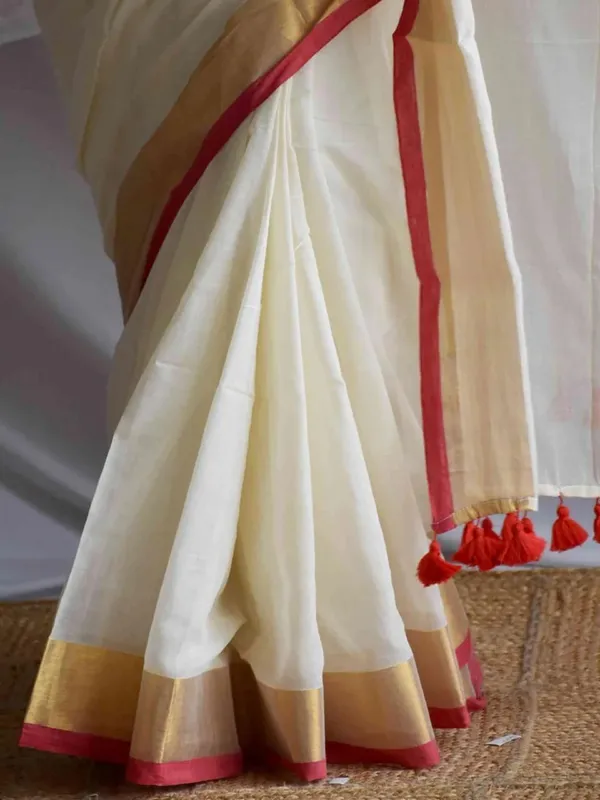 Cream_Self_Design_Premium_Saree_For_Women