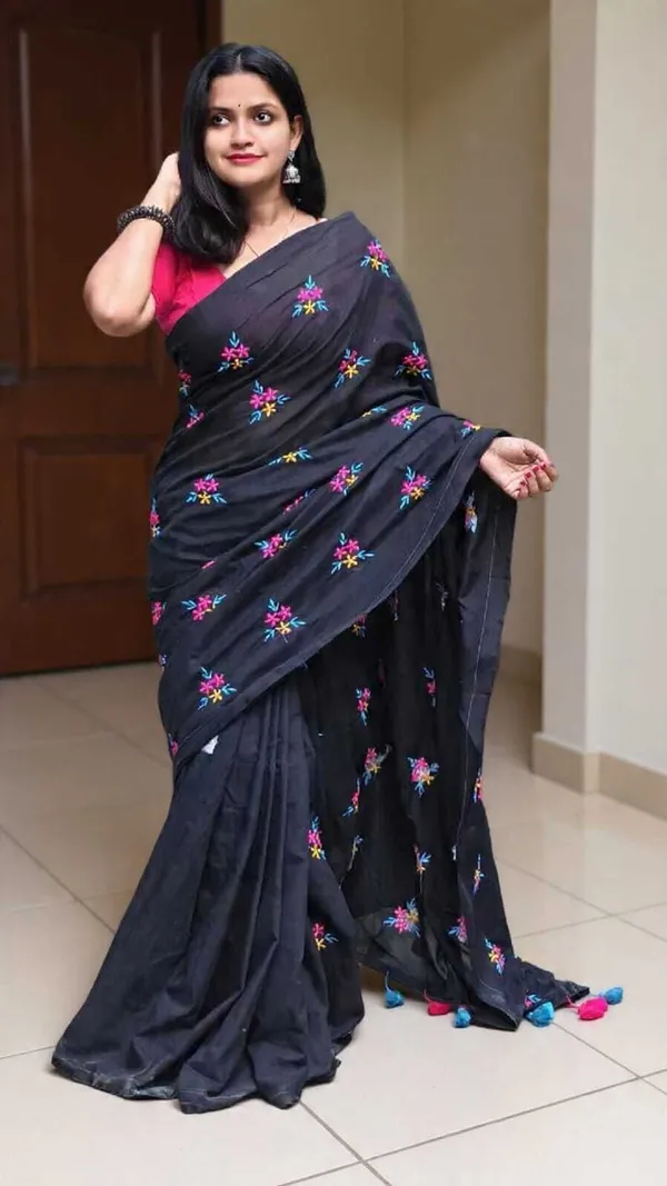 Light_Green_Embroidered_And_Self_Design_Premium_Saree_For_Women