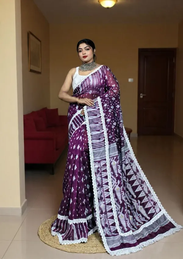 Yellow_And_White_Woven_Premium_Saree_For_Women