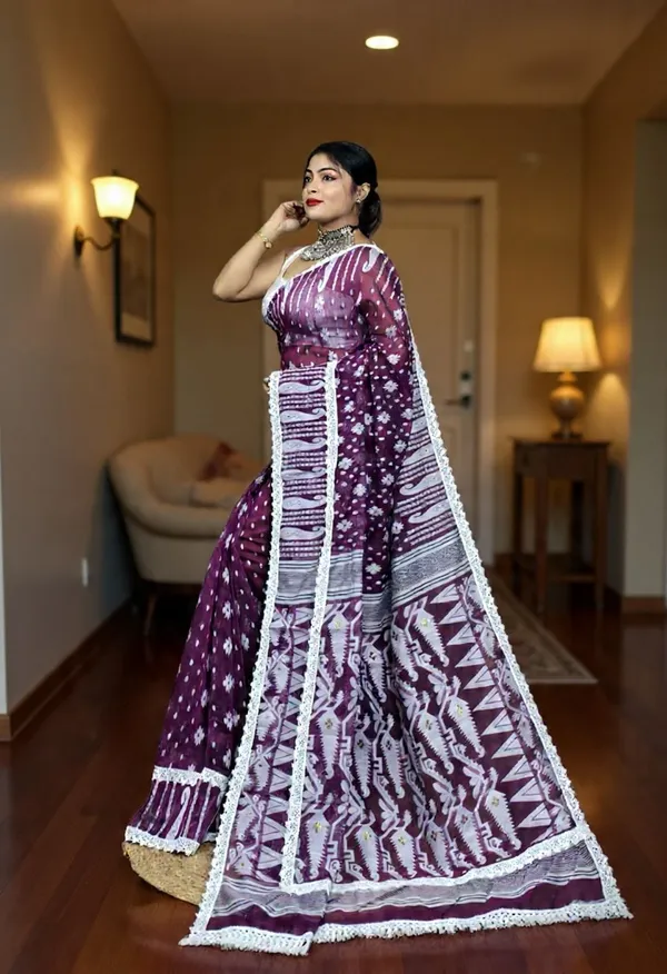 Yellow_And_White_Woven_Premium_Saree_For_Women
