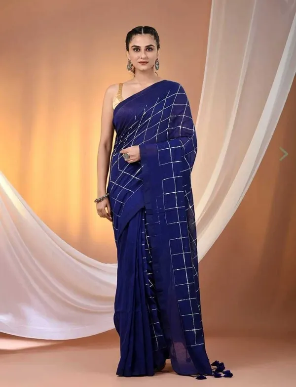 Navy_Blue_Striped_And_Solid_And_Plain_And_Woven_Premium_Saree_For_Women