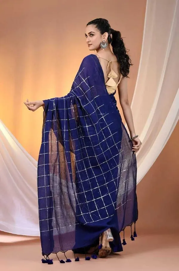 Navy_Blue_Striped_And_Solid_And_Plain_And_Woven_Premium_Saree_For_Women