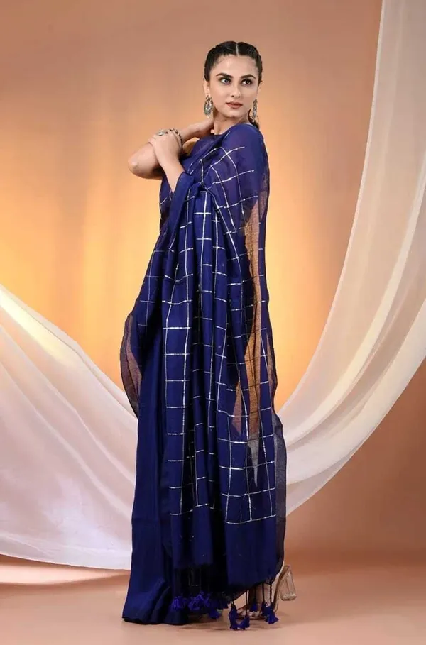 Navy_Blue_Striped_And_Solid_And_Plain_And_Woven_Premium_Saree_For_Women