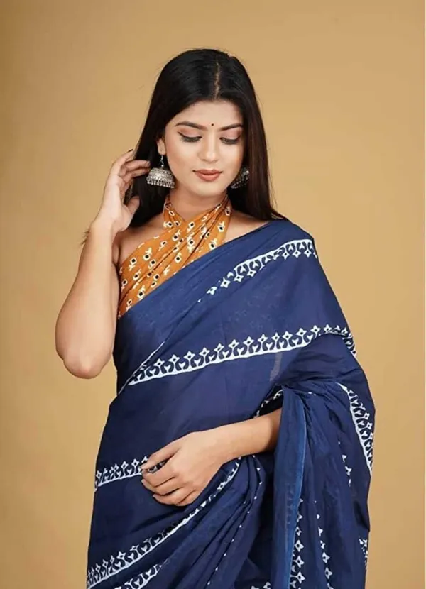 White_And_Blue_Printed_Premium_Saree_For_Women