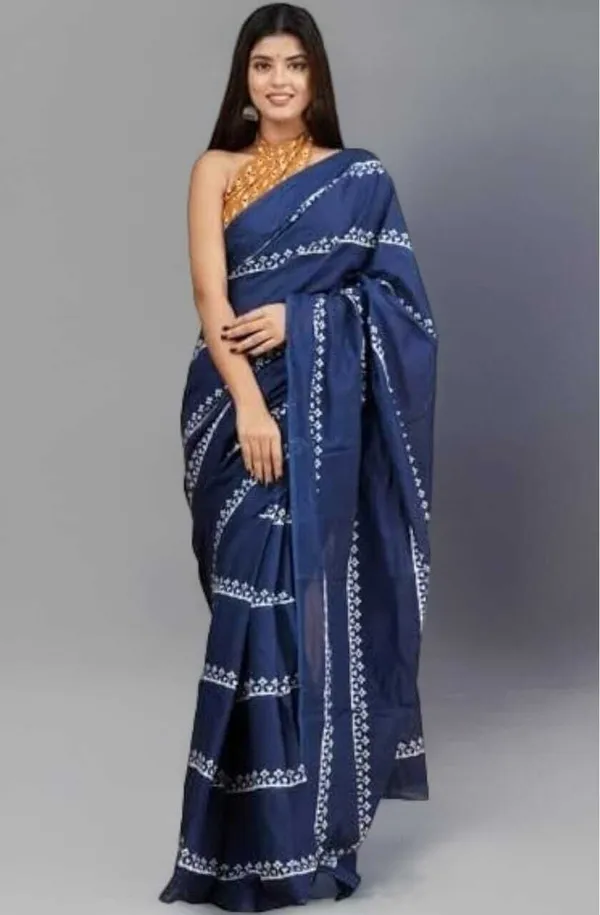 White_And_Blue_Printed_Premium_Saree_For_Women