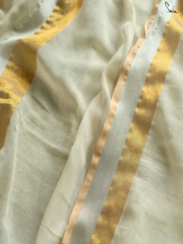 White_And_Gold_Color_Block_Premium_Saree_For_Women