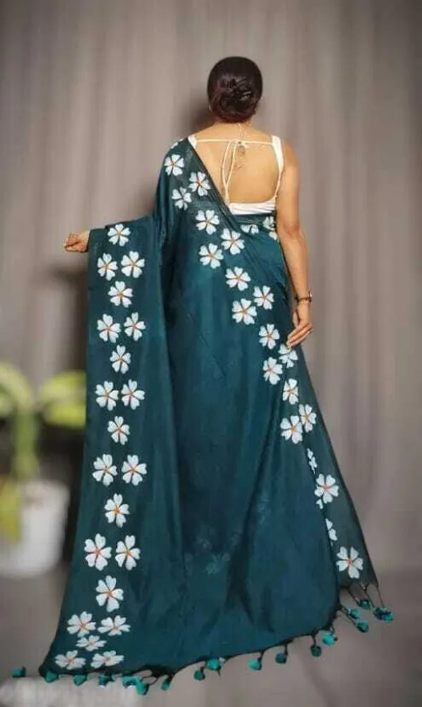 Teal_Blue_Block_Premium_Saree_For_Women