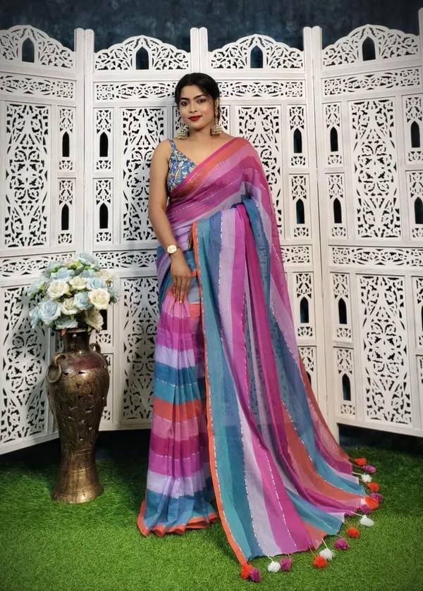 Multicolor_Hand_Painted_Premium_Saree_For_Women