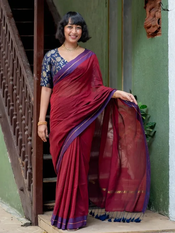 Maroon_Embroidered_Premium_Saree_For_Women