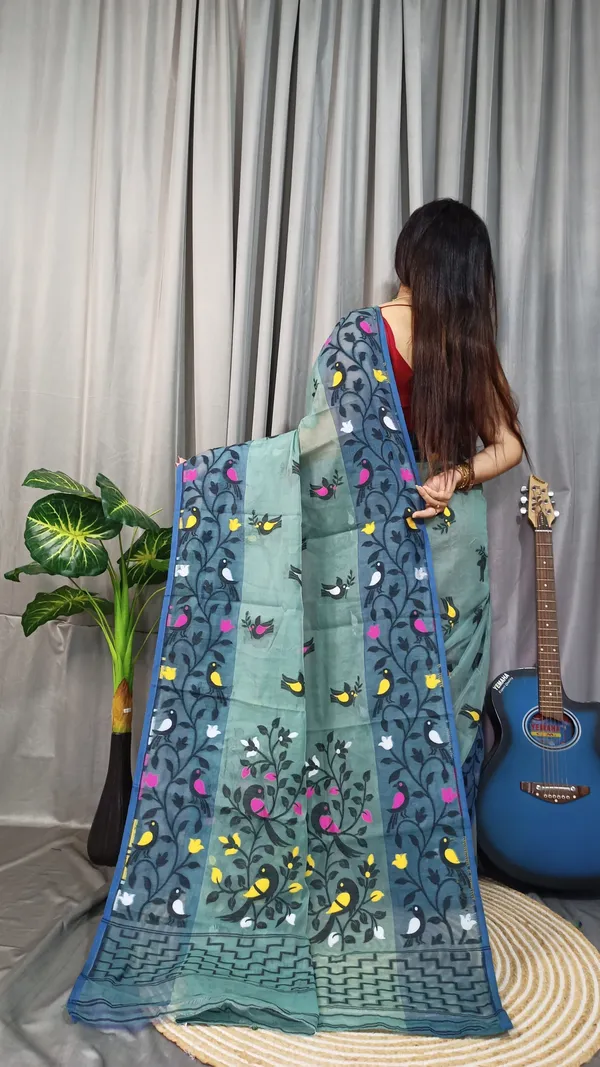 Green_And_Yellow_Printed_Premium_Saree_For_Women