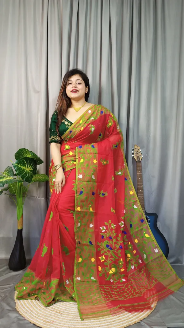 Green_And_Yellow_Embroidered_Premium_Saree_For_Women
