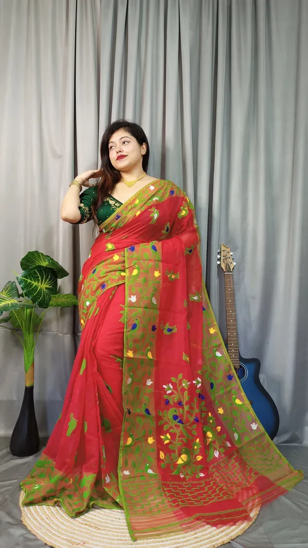 Green_And_Yellow_Embroidered_Premium_Saree_For_Women