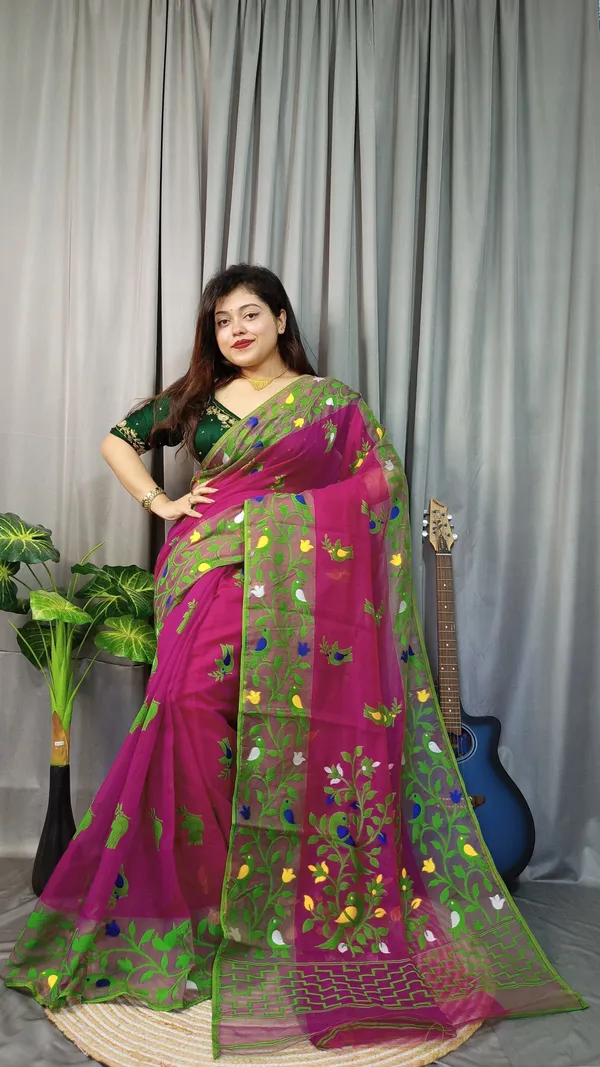 Multicolor_Embroidered_And_Solid_And_Plain_And_Self_Design_Premium_Saree_For_Women