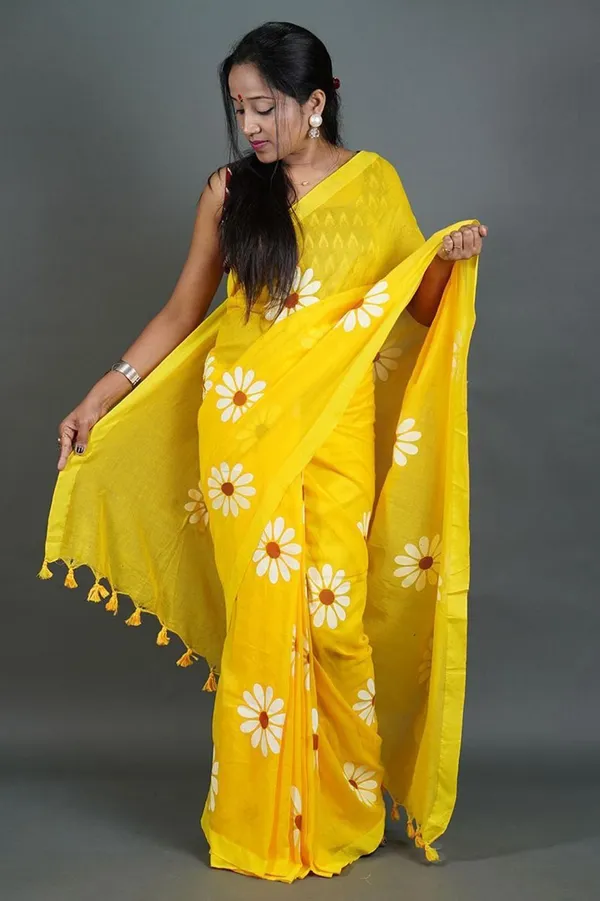 Yellow_And_White_Embroidered_Premium_Saree_For_Women