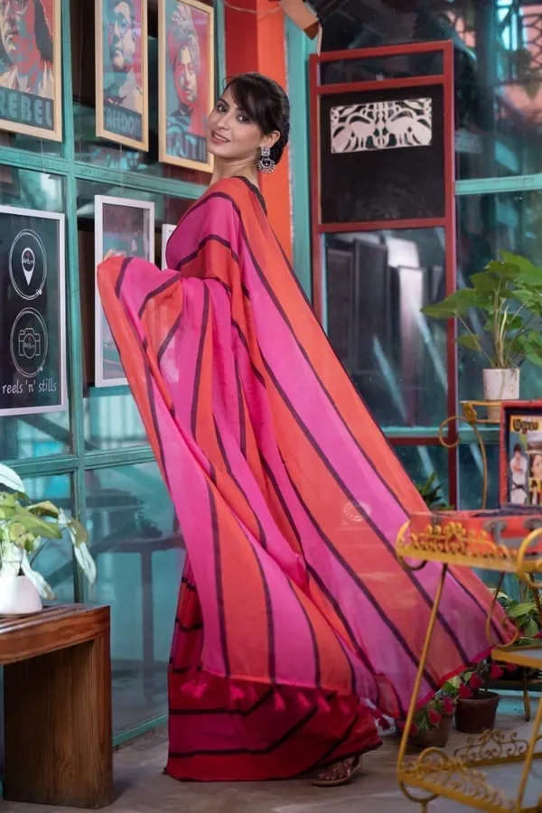 Pink_Striped_Premium_Saree_For_Women