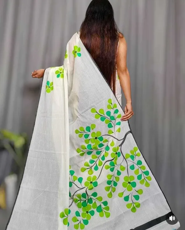 White_And_Green_Woven_Premium_Saree_For_Women