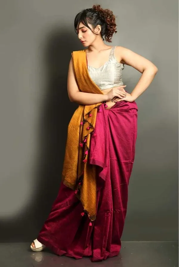 Pink_And_Mustard_Embroidered_And_Printed_Premium_Saree_For_Women