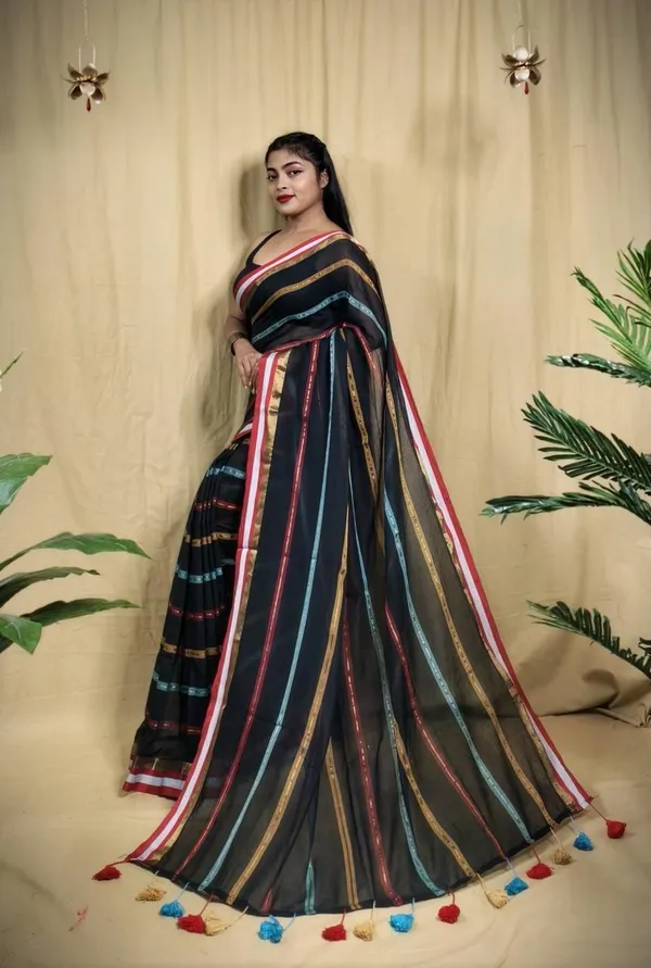 Multicolor_Woven_And_Striped_And_Self_Design_Premium_Saree_For_Women