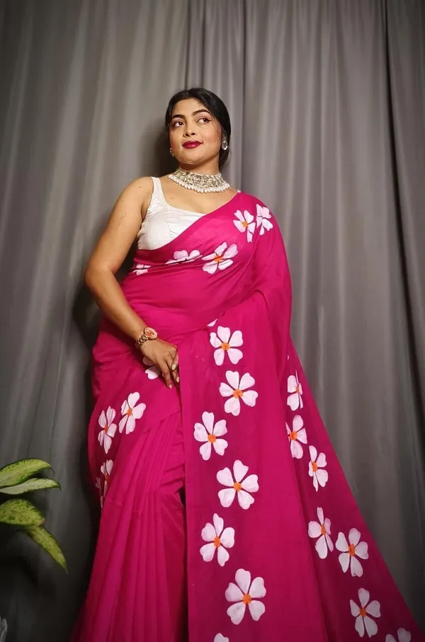 Pink_And_White_Self_Design_Premium_Saree_For_Women