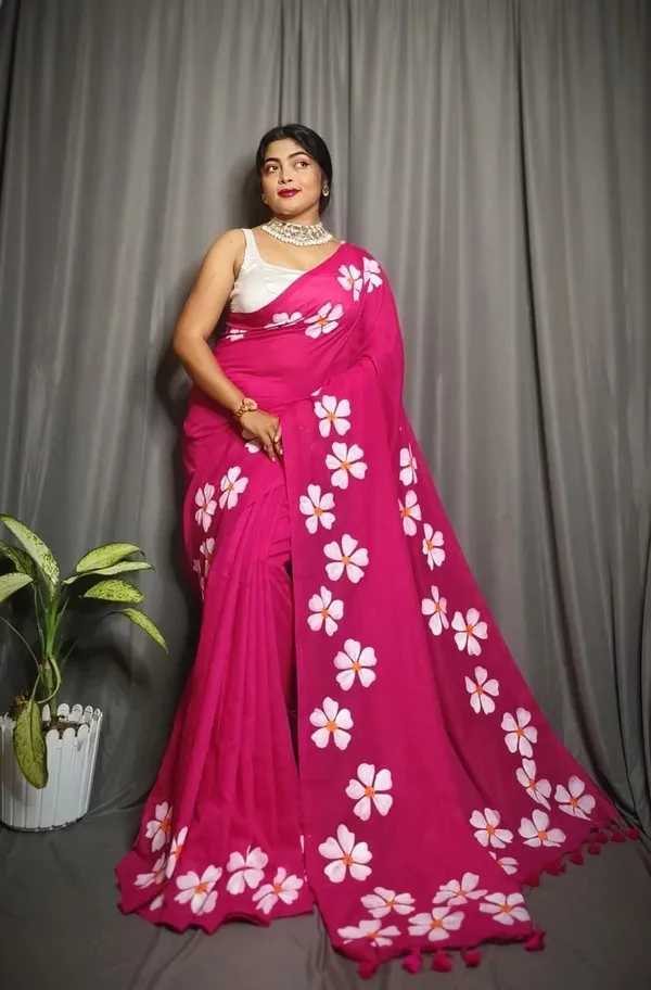 Pink_And_White_Self_Design_Premium_Saree_For_Women