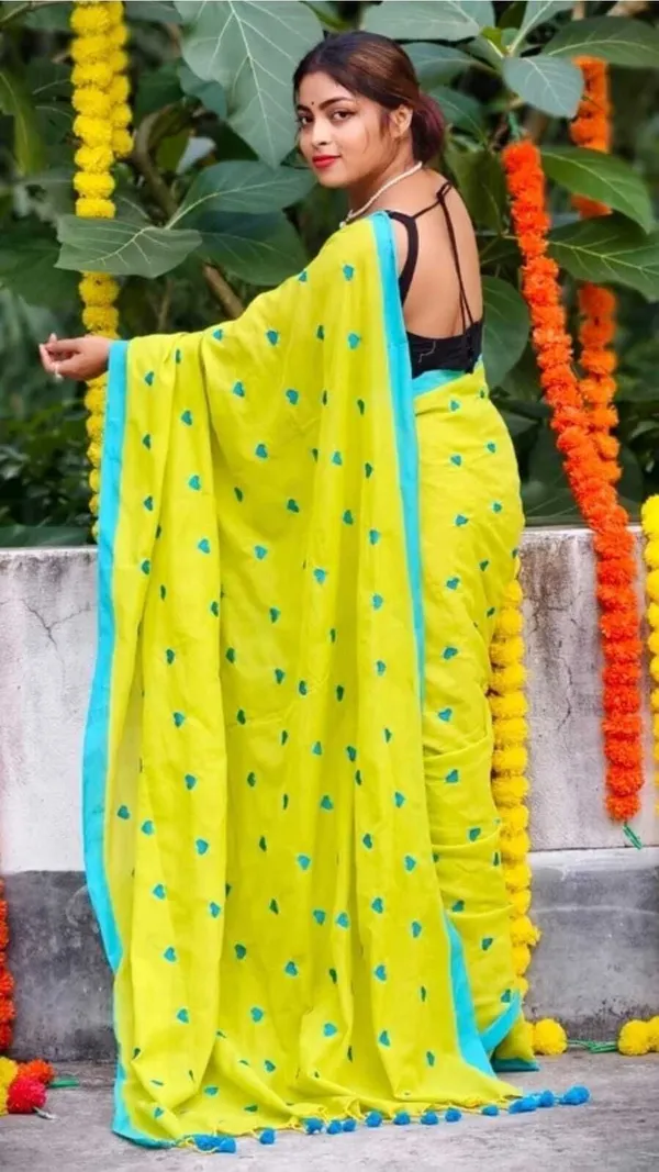 Light_Green_And_Blue_Embroidered_Premium_Saree_For_Women