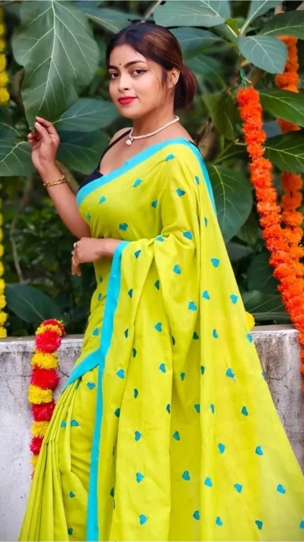 Light_Green_And_Blue_Embroidered_Premium_Saree_For_Women