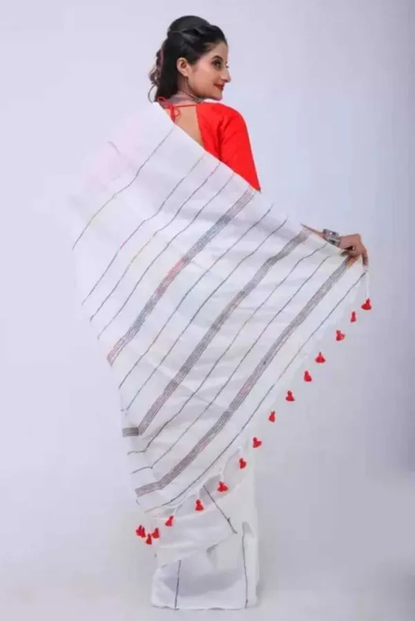 White_Embroidered_And_Self_Design_Premium_Saree_For_Women