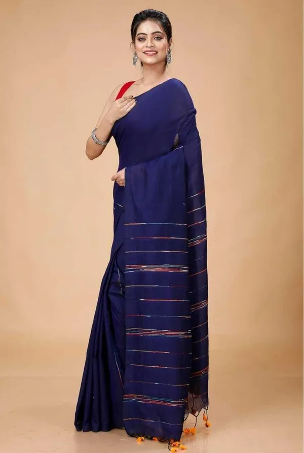 Navy_Blue_Embroidered_Premium_Saree_For_Women