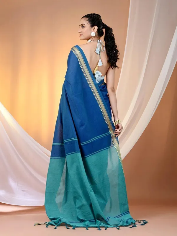 Gold_And_Blue_Woven_Premium_Saree_For_Women