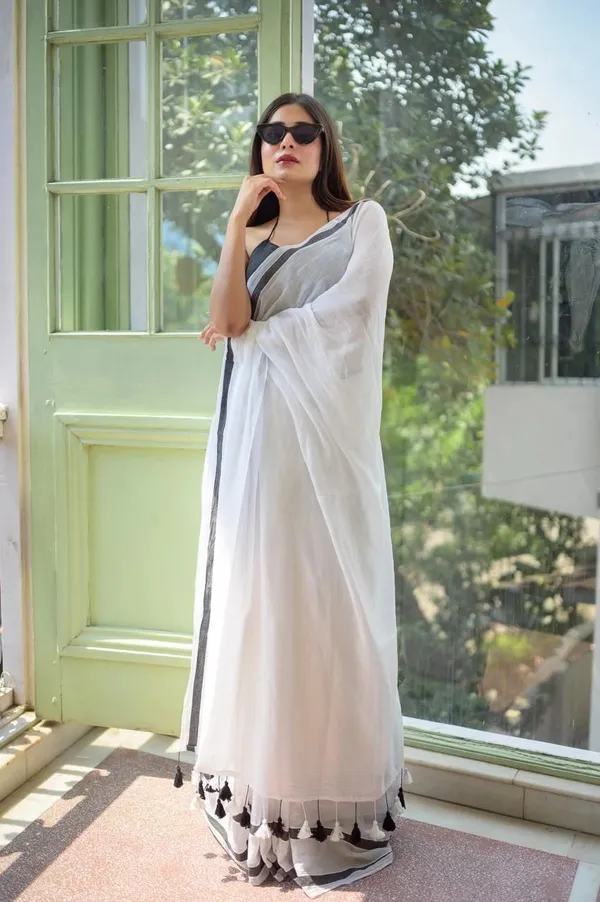 White_And_Black__Premium_Saree_For_Women