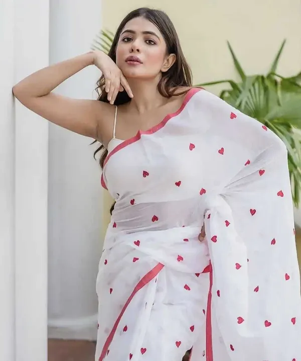 White_Printed_Premium_Saree_For_Women