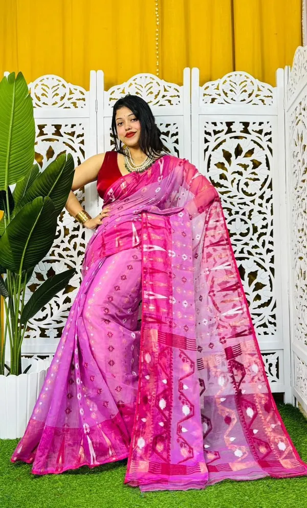 Multicolor_And_White_Solid_And_Plain_Premium_Saree_For_Women
