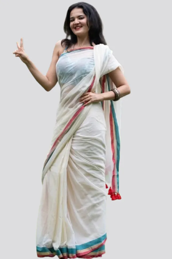 White_Printed_Premium_Saree_For_Women