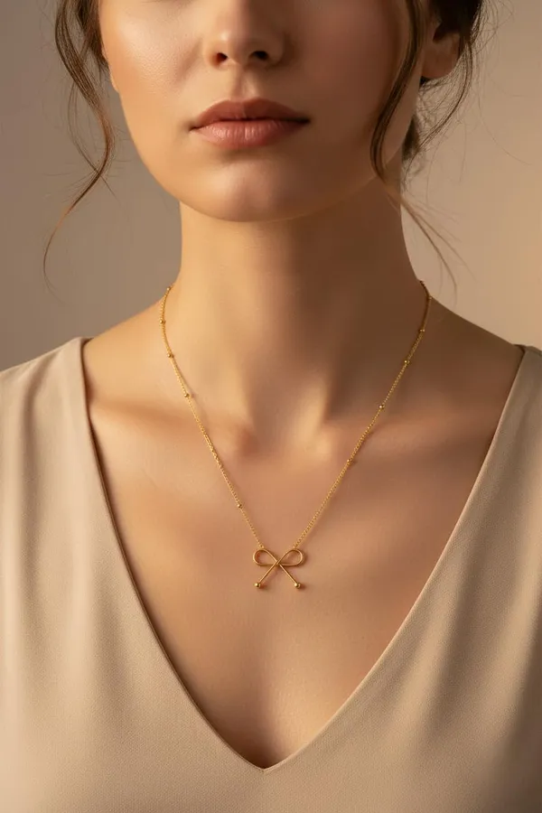 Anti_Tarnish_Bow_Necklace_For_Women_Dainty_Ribbon_Pendant_Chain