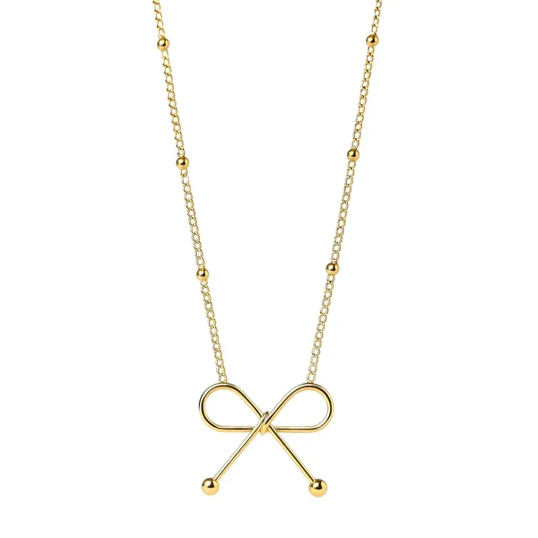 Anti_Tarnish_Bow_Necklace_For_Women_Dainty_Ribbon_Pendant_Chain